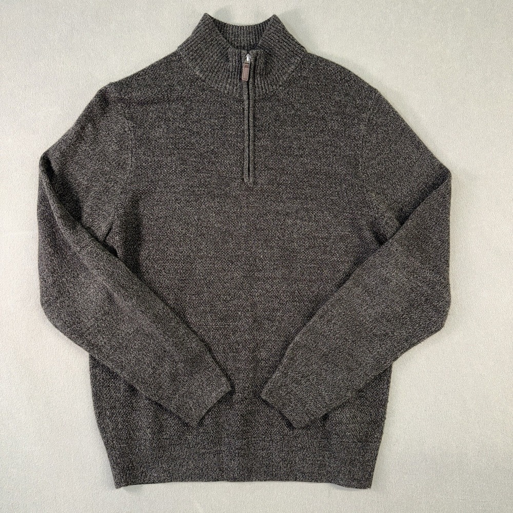 Men's Dockers 1/4 Zip Cardigan Mock Neck 100% Acrylic Sweater Gray Size M